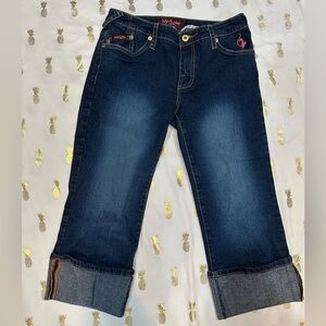 Vintage Y2K Baby Phat Cropped Cuffed Stretch Denim Jeans Jrs Sz 9